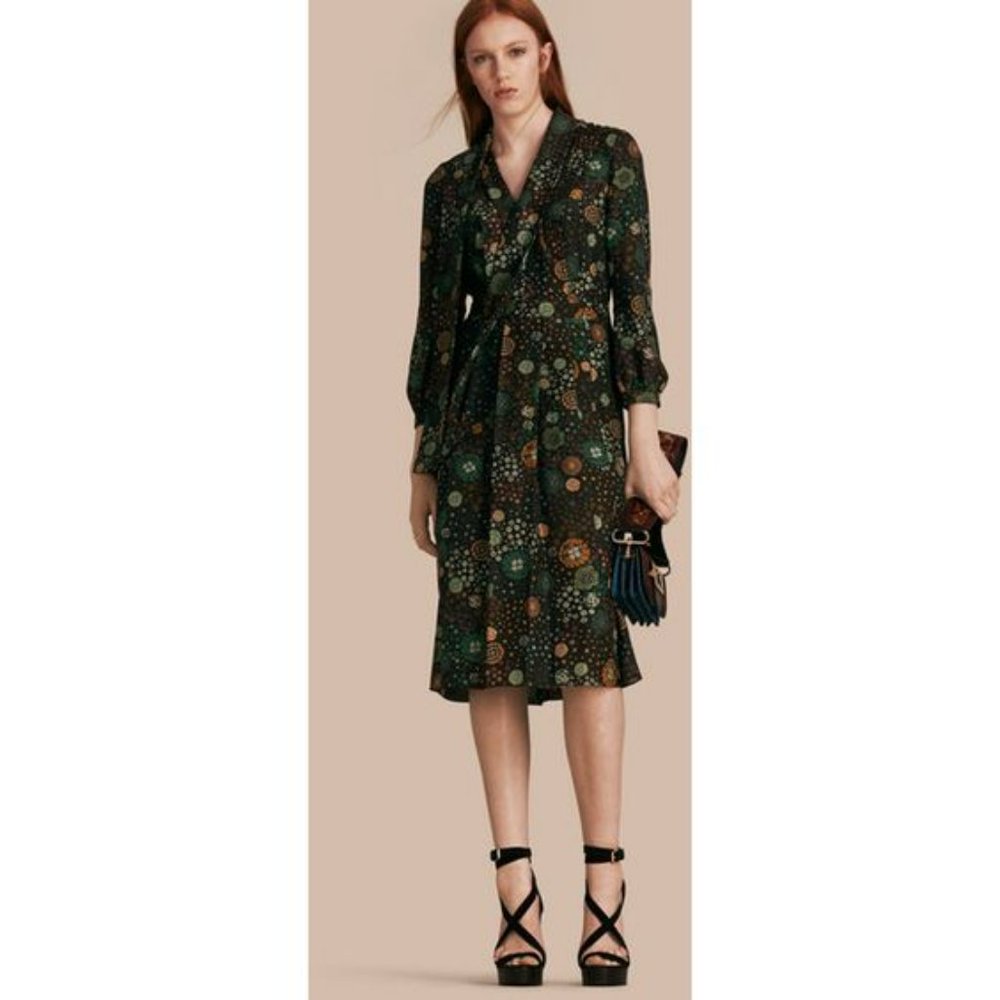 BURBERRY 100% SILK FLORAL DRESS